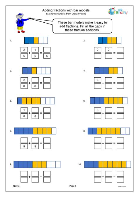 multiplying fractions using bar models worksheet